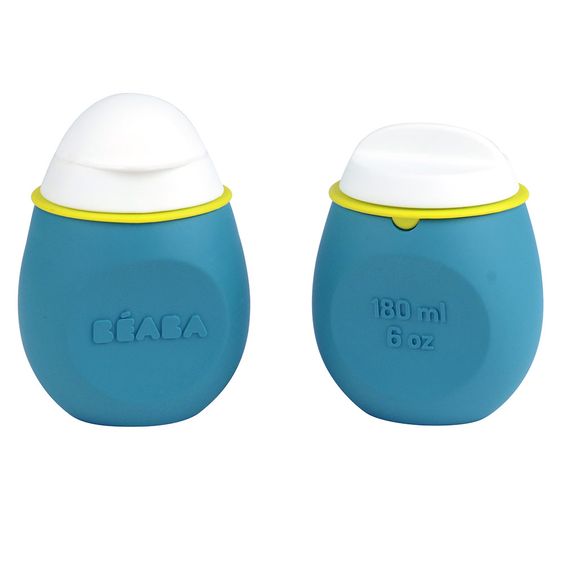 Beaba Silikon-Quetschbeutel & Snackbox 2in1 BabySqueez 180 ml - Neon Blau