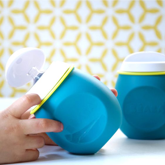 Beaba Silikon-Quetschbeutel & Snackbox 2in1 BabySqueez 180 ml - Neon Blau