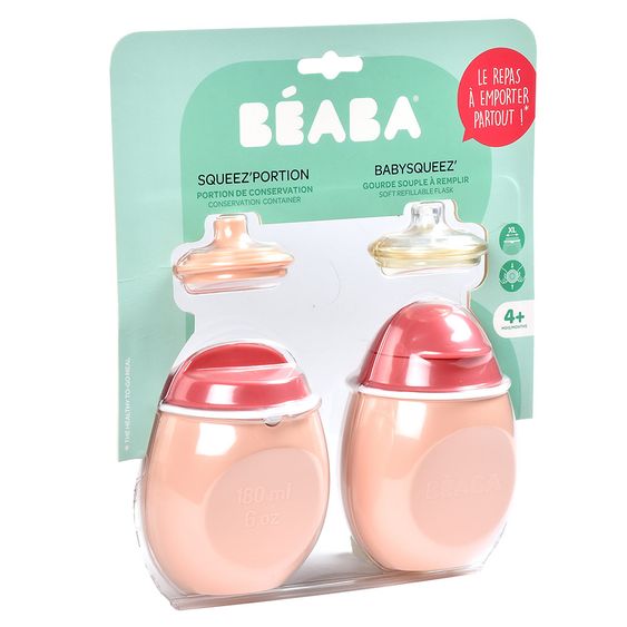 Beaba Silikon-Quetschbeutel & Snackbox 2in1 BabySqueez 180 ml - Rose Pink