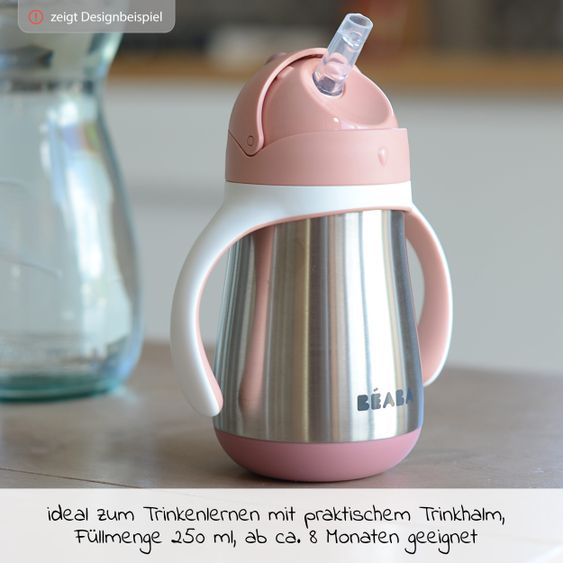 Beaba Strohhalmbecher Edelstahl - Old Pink - Gr. 250 ml