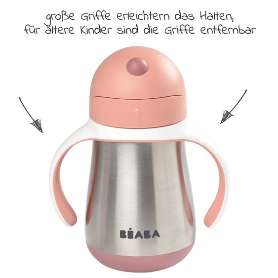 Beaba Strohhalmbecher Edelstahl - Old Pink - Gr. 250 ml