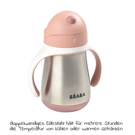 Beaba Strohhalmbecher Edelstahl - Old Pink - Gr. 250 ml