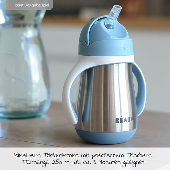 Beaba Strohhalmbecher Edelstahl - Windy Blue - Gr. 250 ml