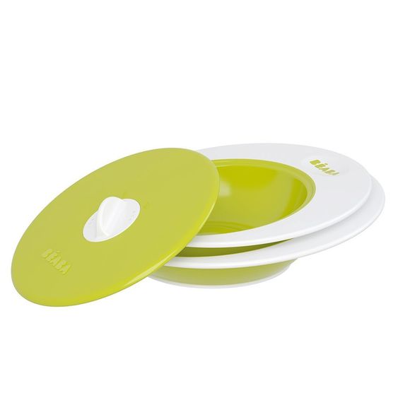 Beaba Set di piatti Ellipse con coperchio a vapore - Verde