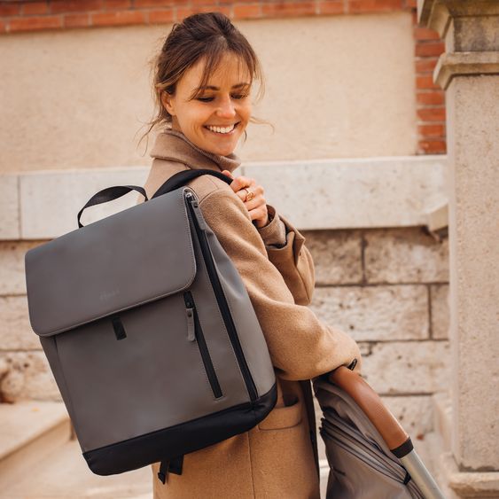 Beaba Wickelrucksack inkl. Wickelunterlage & Kinderwagenbefestigung - Oslo - Mineral Grey