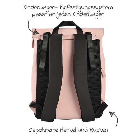 Beaba Wickelrucksack inkl. Wickelunterlage & Kinderwagenbefestigung - Oslo - Rose