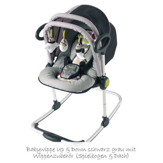 Beaba Zubehör für Babywippe Up & Down Schwarz Grau - Dach und Spielbogen