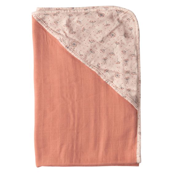 bébé-jou Hooded bath towel muslin 85 x 75 cm - Wish Pink