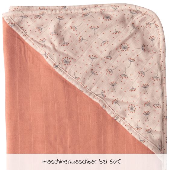 bébé-jou Hooded bath towel muslin 85 x 75 cm - Wish Pink