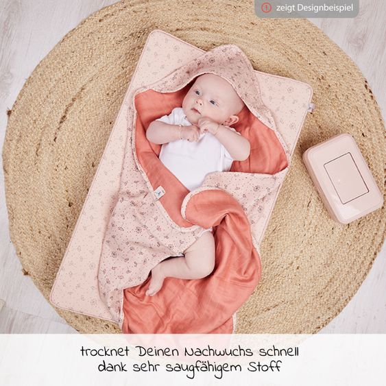 bébé-jou Hooded bath towel muslin 85 x 75 cm - Wish Pink