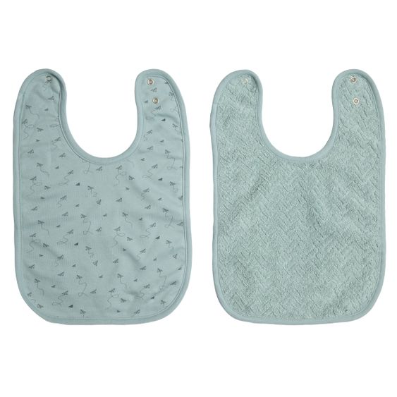 bébé-jou Bib with push button 2 pack - Paper Planes