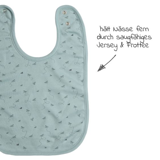 bébé-jou Bavaglino con pulsante 2 Pack - Aeroplani di carta