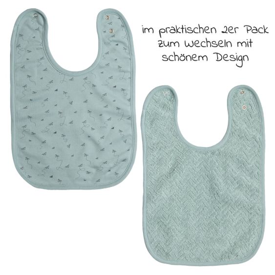 bébé-jou Bib with push button 2 pack - Paper Planes