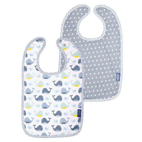 bébé-jou Lätzchen mit Druckknopf 2er Pack - Wally Whale
