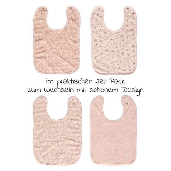 bébé-jou Lätzchen mit Druckknopf 2er Pack - Wish Pink