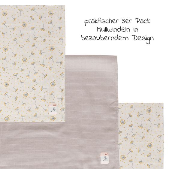 bébé-jou Mullwindel 3er Pack Musselin 70 x 70 cm - Wish Grey