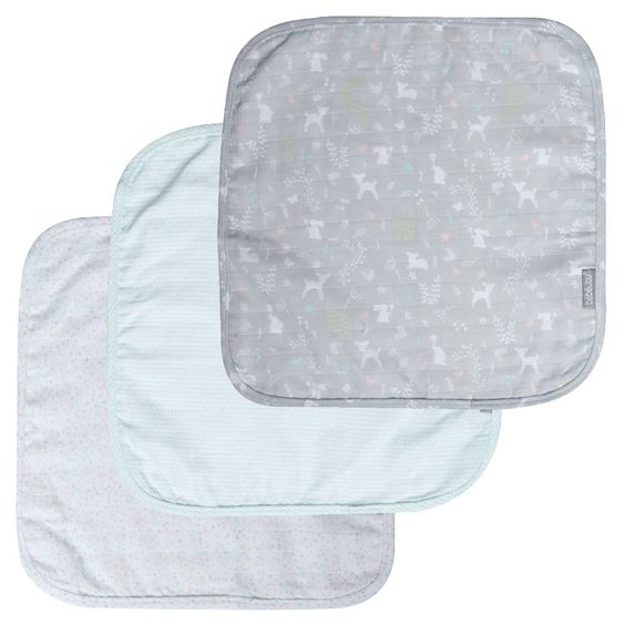 bébé-jou Pflegetuch 3er Pack Musselin 32 x 32 cm - Sweet Deer