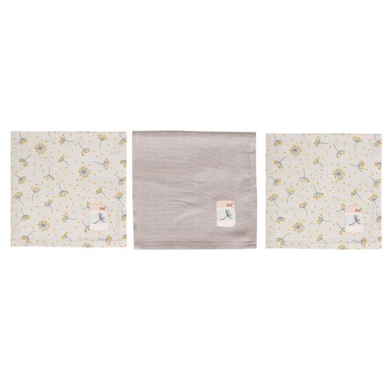 bébé-jou Pflegetuch 3er Pack Musselin 32 x 32 cm - Wish Grey