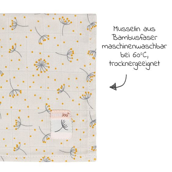 bébé-jou Pflegetuch 3er Pack Musselin 32 x 32 cm - Wish Grey