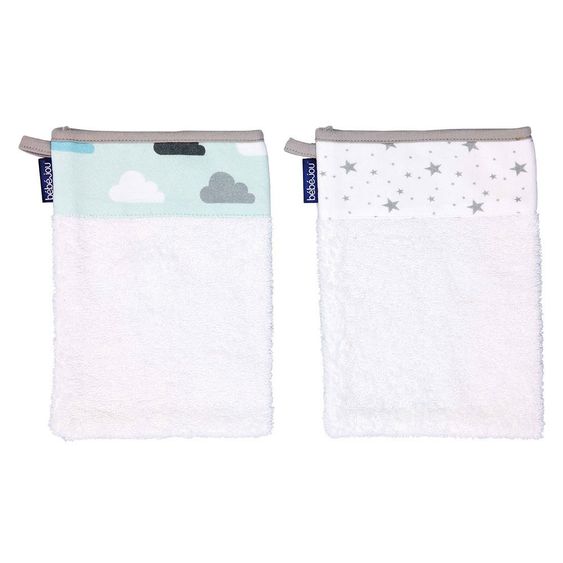 bébé-jou Waschhandschuh 2er Pack - Clouds & Stars
