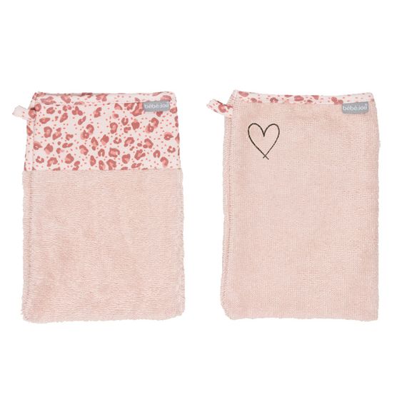 bébé-jou Waschhandschuh 2er Pack - Leopard Pink