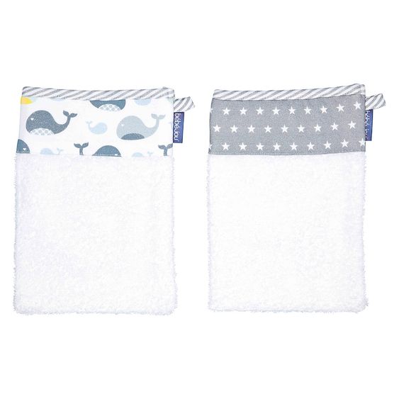 bébé-jou Waschhandschuh 2er Pack - Wally Whale