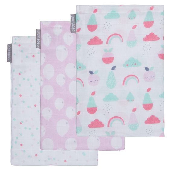 bébé-jou Waschhandschuh 3er Pack Musselin - Blush Baby