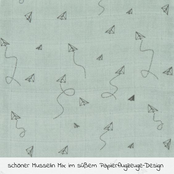 bébé-jou Waschhandschuh 3er Pack Musselin - Paper Planes