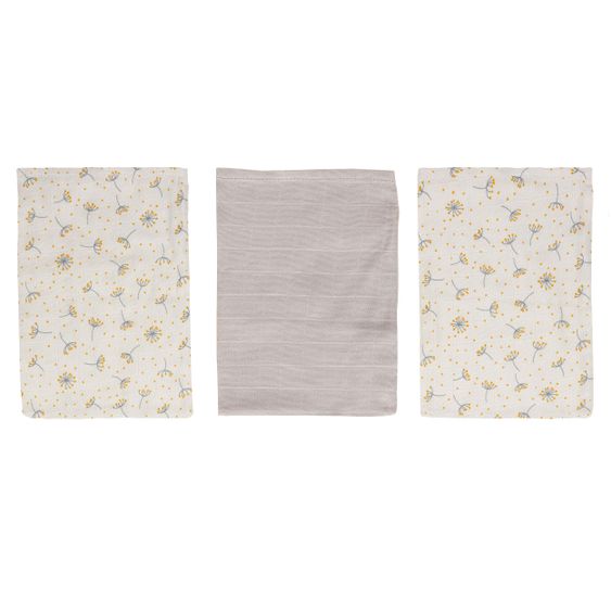 bébé-jou Waschhandschuh 3er Pack Musselin - Wish Grey