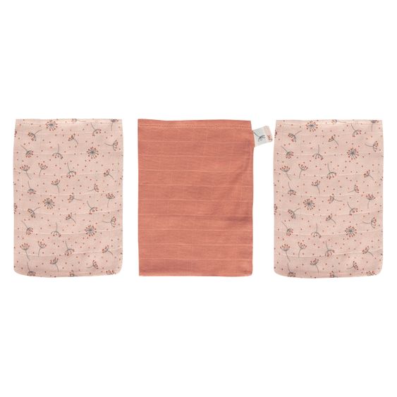 bébé-jou Waschhandschuh 3er Pack Musselin - Wish Pink