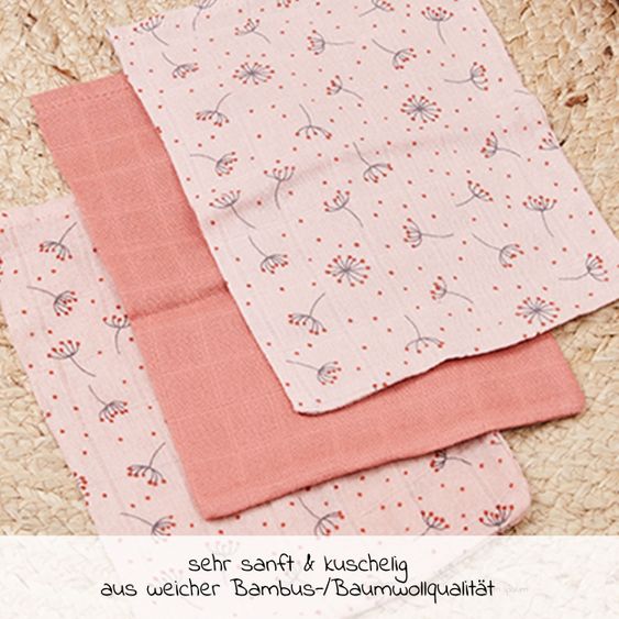 bébé-jou Waschhandschuh 3er Pack Musselin - Wish Pink