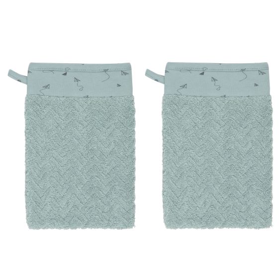 bébé-jou Waschhandschuhe 2er Pack - Paper Planes