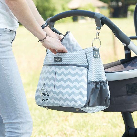 bébé-jou Diaper bag incl. pad - Chevron Grey