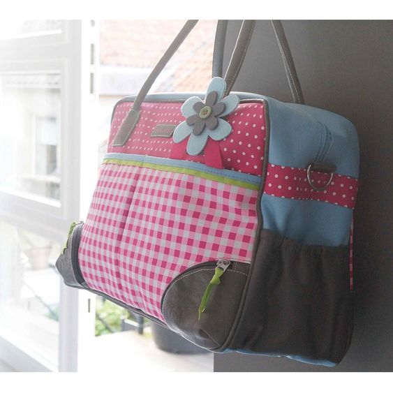 bébé-jou Wickeltasche inkl. Unterlage - Karo Pink