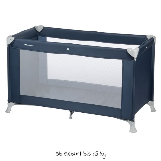 bebeconfort Soft Dreams travel cot set from birth up to 15 kg with Alvi travel cot mattress, insect screen & carry bag - Navy Blue