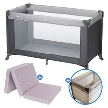 Soft Dreams travel cot set from birth up to 15 kg with Alvi travel cot mattress, insect screen & carry bag - Tinted Graphite