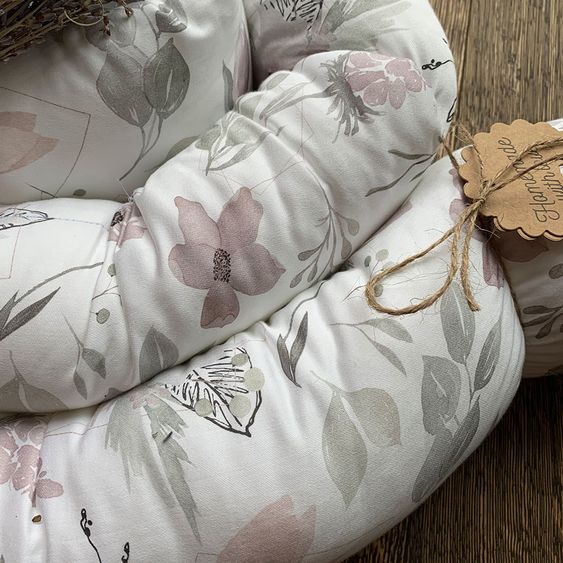 Besonderheit Bettschlange - Leaf & Flower - Creme