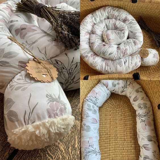 Besonderheit Bettschlange - Leaf & Flower - Creme