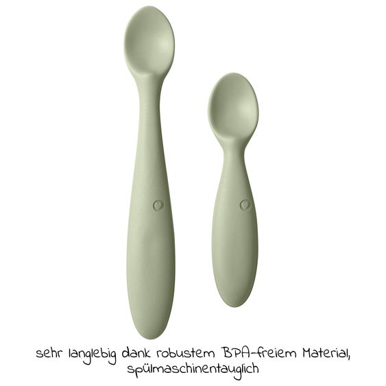 Bibs 2 pcs silicone spoon set - Sage