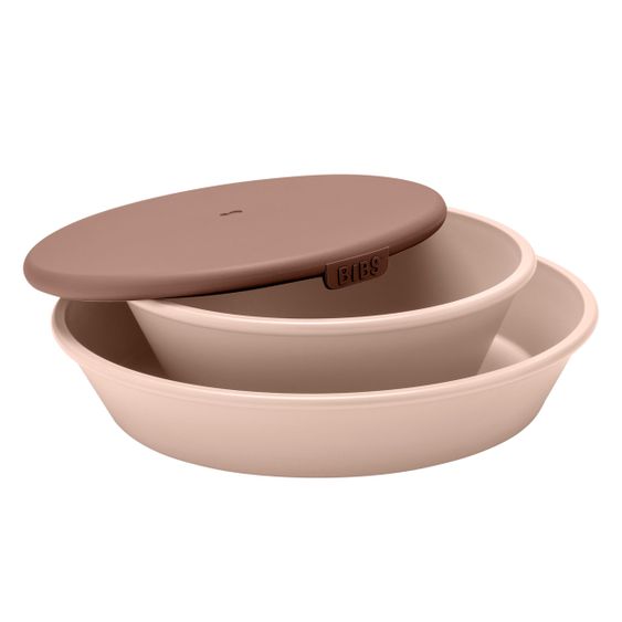 Bibs Set di 3 pezzi per imparare a mangiare Ciotola con coperchio e piatto - Blush