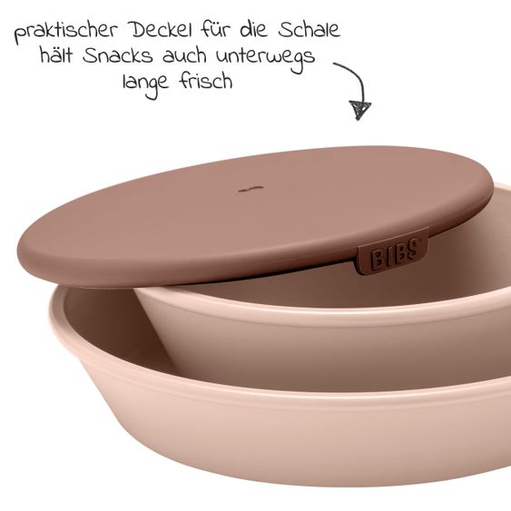 Bibs Set di 3 pezzi per imparare a mangiare Ciotola con coperchio e piatto - Blush