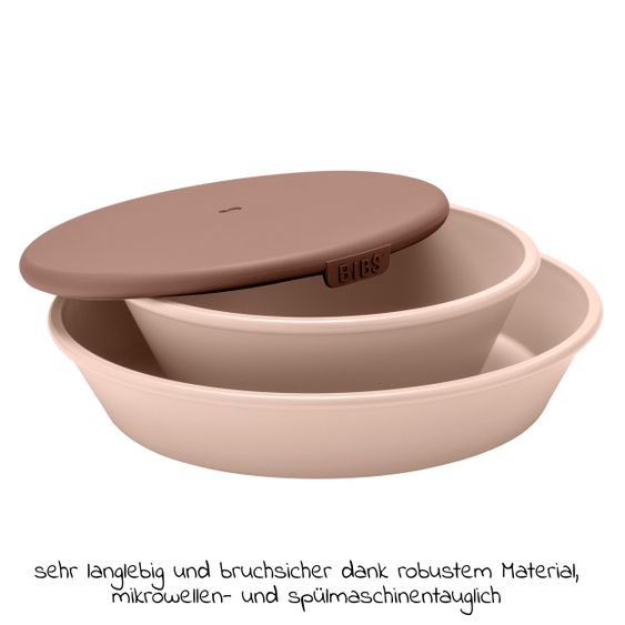 Bibs Set di 3 pezzi per imparare a mangiare Ciotola con coperchio e piatto - Blush