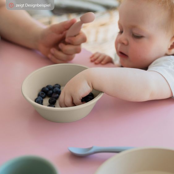Bibs Set di 3 pezzi per imparare a mangiare Ciotola con coperchio e piatto - Blush