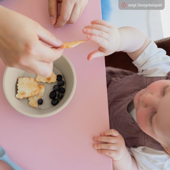 Bibs Set di 3 pezzi per imparare a mangiare Ciotola con coperchio e piatto - Blush