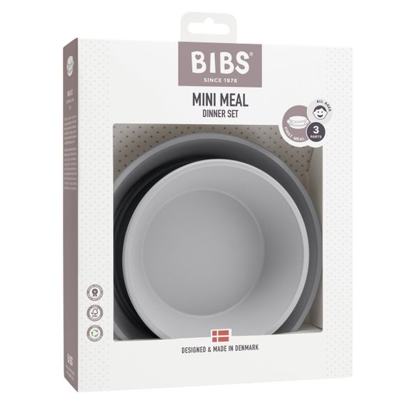 Bibs 3-tlg. Esslern-Set Schale mit Deckel und Teller - Cloud