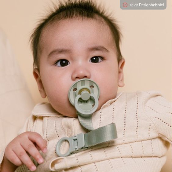 Bibs Set regalo 3 pz 2 Ciucci in lattice Colour 0-6 M + Catenella per ciuccio - Blush