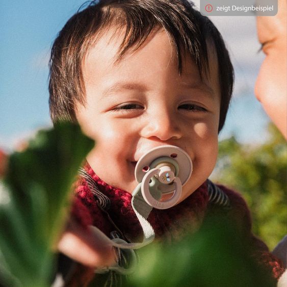 Bibs Set regalo 3 pz 2 Ciucci in lattice Colour 0-6 M + Catenella per ciuccio - Blush