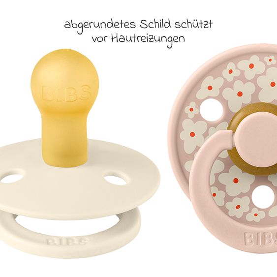 Bibs Set regalo 3 pz 2 Ciucci in lattice Colour 0-6 M + Catenella per ciuccio - Blush