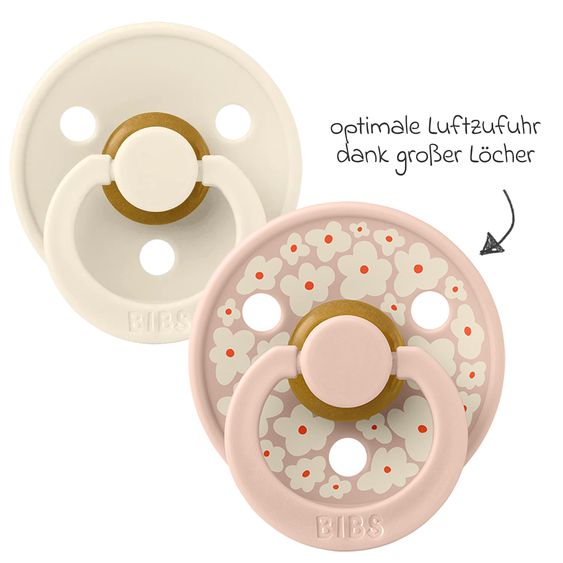 Bibs Set regalo 3 pz 2 Ciucci in lattice Colour 0-6 M + Catenella per ciuccio - Blush