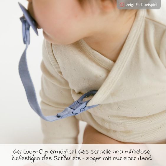 Bibs Set regalo 3 pz 2 Ciucci in lattice Colour 0-6 M + Catenella per ciuccio - Blush